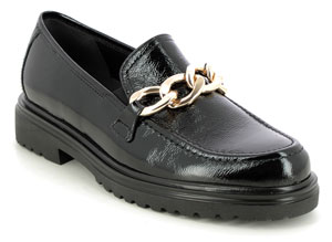 Gabor Florida H Wide fit women's black patent loafers