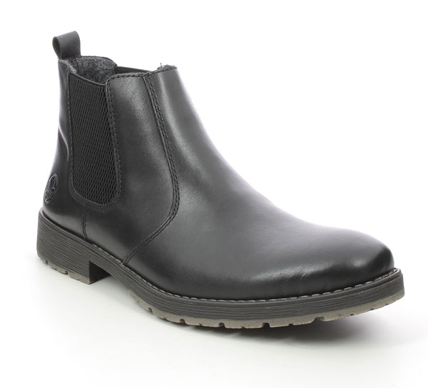 Rieker Men's Black Leather Chelsea Boots for Smelly Feet