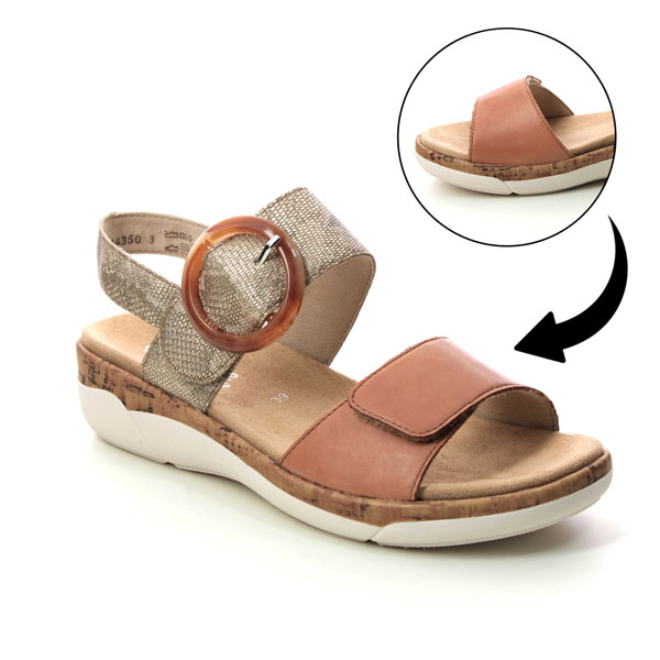 Remonte Paribuck Tan Leather women's sandals for bunions
