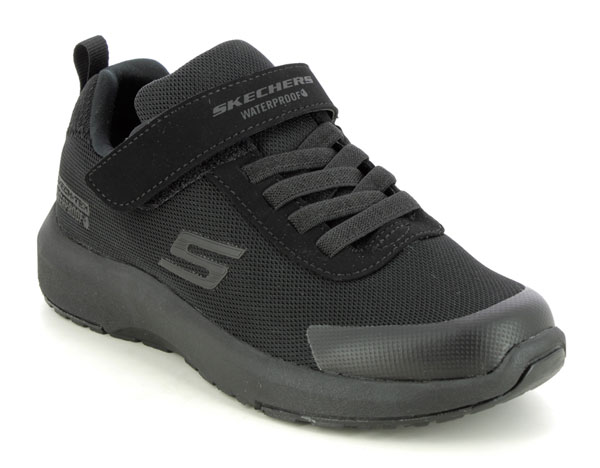 Skechers Dynamic Tex waterproof black trainers for boys and girls