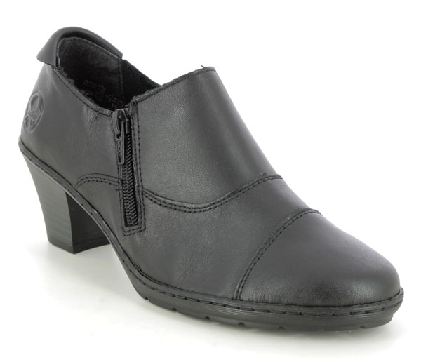 Rieker Addicap Black Leather Shoe Boots for the Office