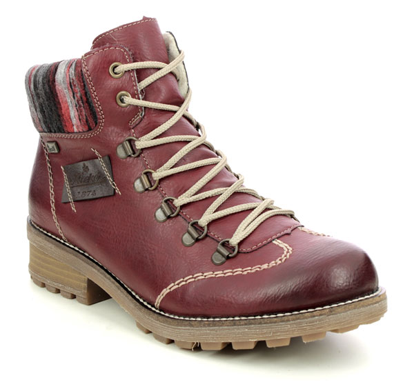 Rieker Freshpeep Tex Women's Wine Lace Up Boots Essential Shoes