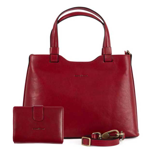 Gianni Conti Red Leather Bag and Purse, sold separately