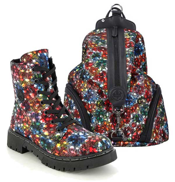 Rieker Multi Coloured Boots and Backpack, sold separately