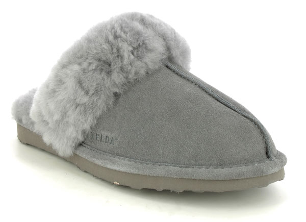 Axelda Nancy Grey Suede Sheepskin slippers