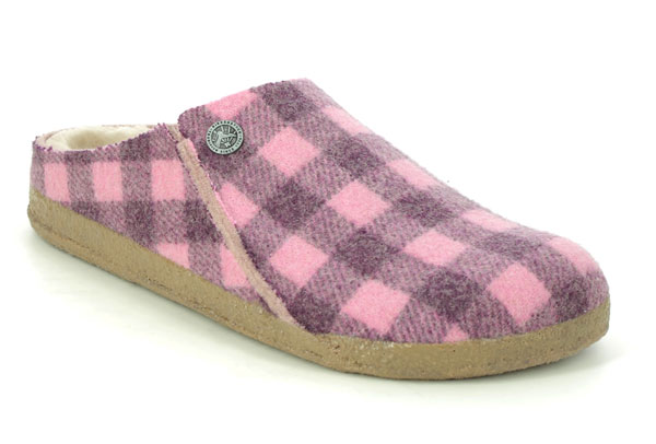 Birkenstock Zermatt Ladies Pink Check print slippers