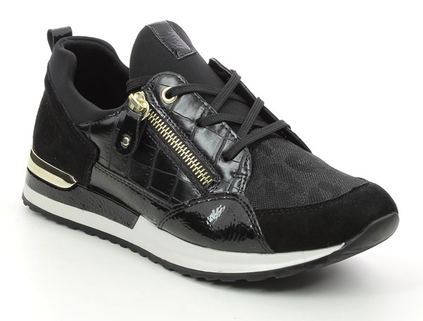 Remonte Vapourised Black Gold Trainers