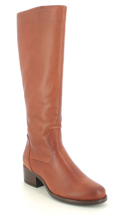 Creator Tan Leather women's knee high boots with low block heel