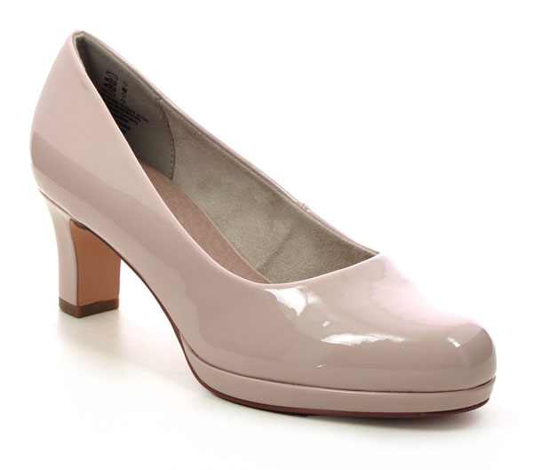 Jana Figaro women's wide fitting nude patent court shoes