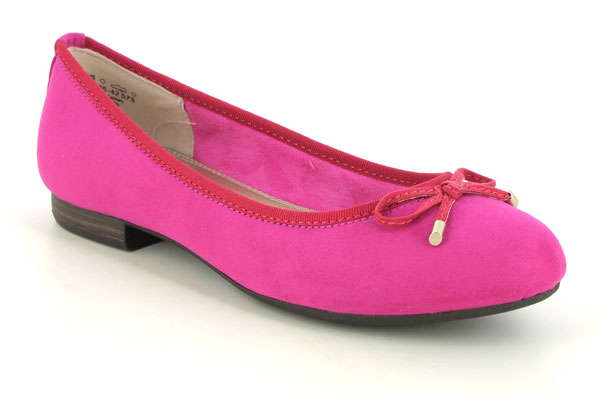 Marco Tozzi Lisio women's fuchsia pink pumps with red trim and bow