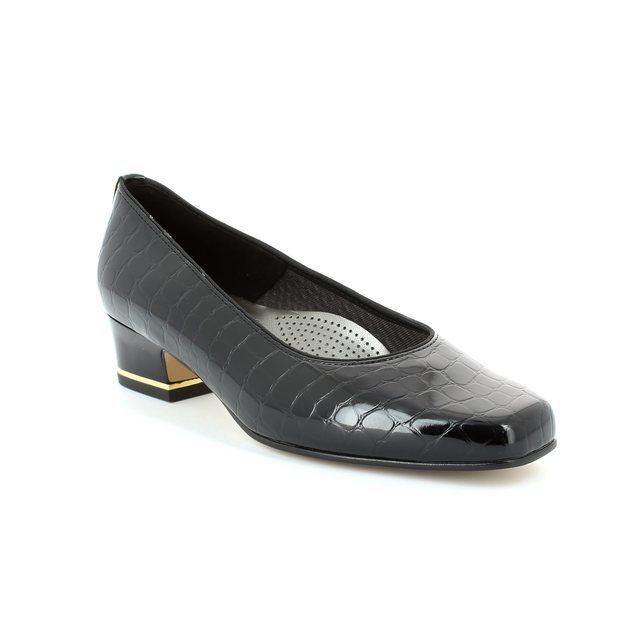Ara Graco Black croc Womens Court Shoes 41859-06