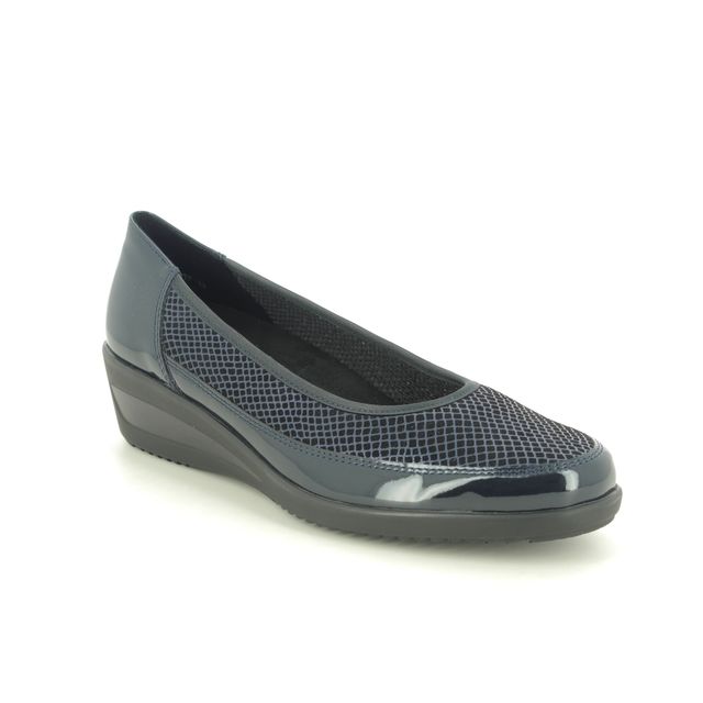 Ara Comfort Slip On Shoes - Navy patent-suede - 40617/16 ZURICH WIDE FIT