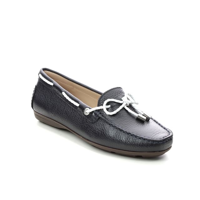 Begg Exclusive Cannes Boat Navy leather Womens loafers 6348-71