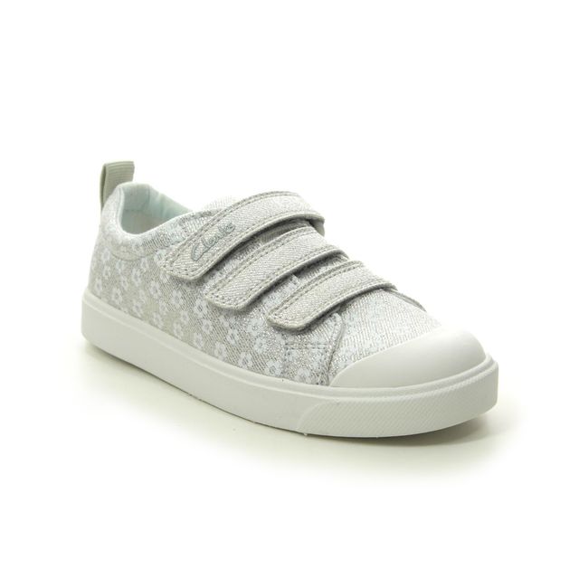 Clarks City Vibe K Silver Kids girls trainers 4910-97G