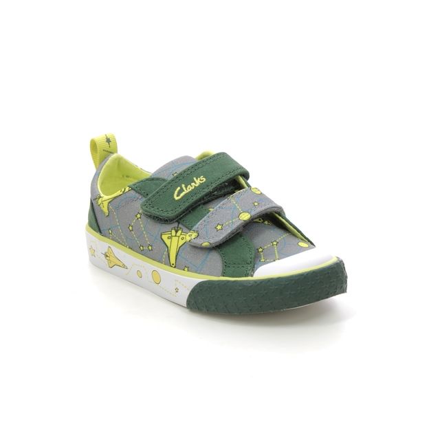 Clarks Foxing Lo K Grey Kids Toddler Boys Trainers 6436-56F