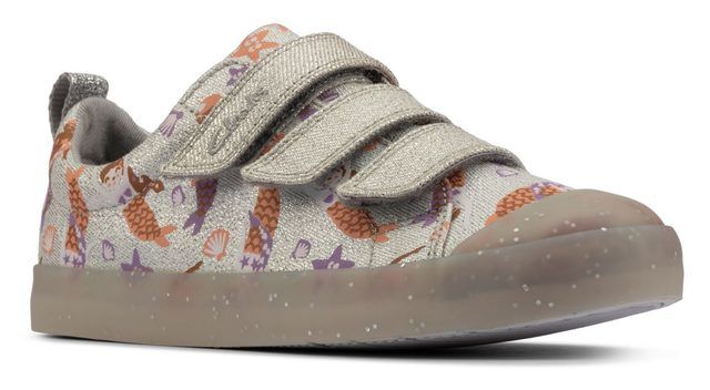 Clarks Girls Trainers - Silver - 583637G FOXING PRINT K