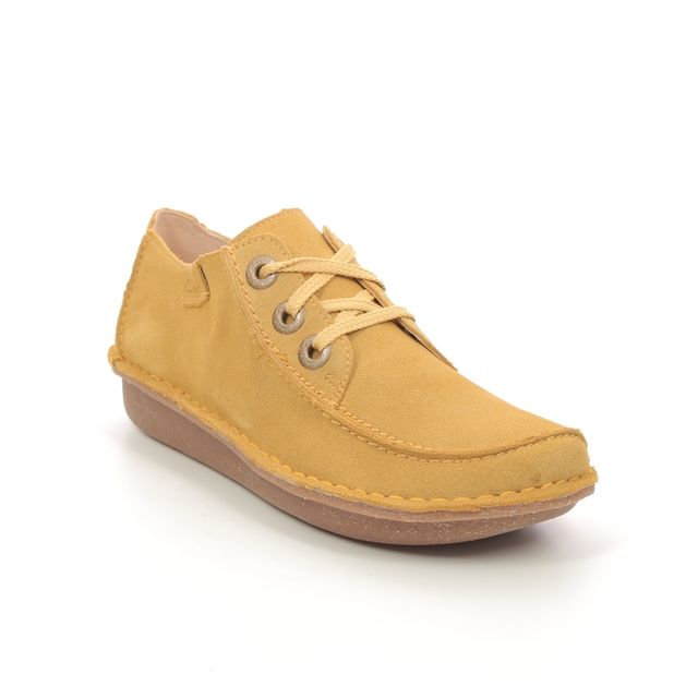 Clarks Funny Dream Yellow Suede Womens lacing shoes 7040-74D