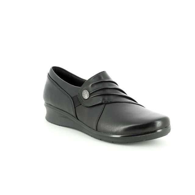 Clarks Hope Roxanne Black leather Womens Comfort Slip On Shoes 3720-04D