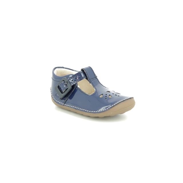 Clarks Little Weave Navy patent Kids girls first and baby shoes 3981-27G