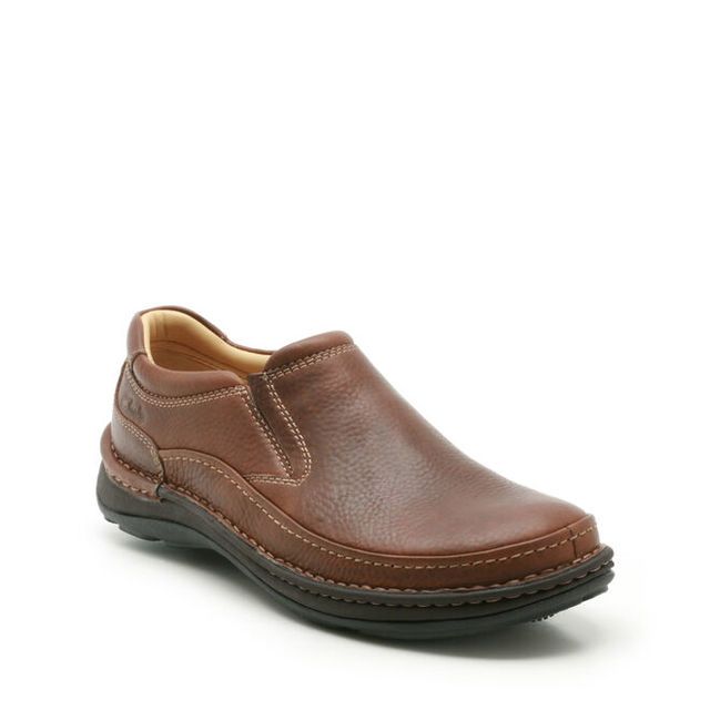 Clarks Nature Easy Slip G Fit Brown leather Slip-on Shoes