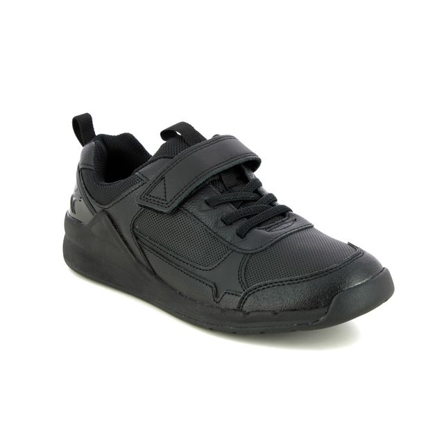 Clarks 431016F Etch Craft K Black Leather Kids School Shoes 