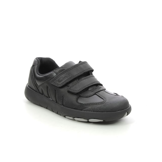 Clarks Boys Shoes - Black leather - 626986F REX STRIDE K