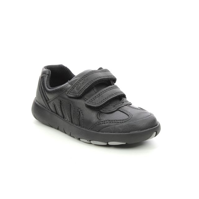 Clarks Boys Casual Shoes - Black leather - 614396F REX STRIDE T