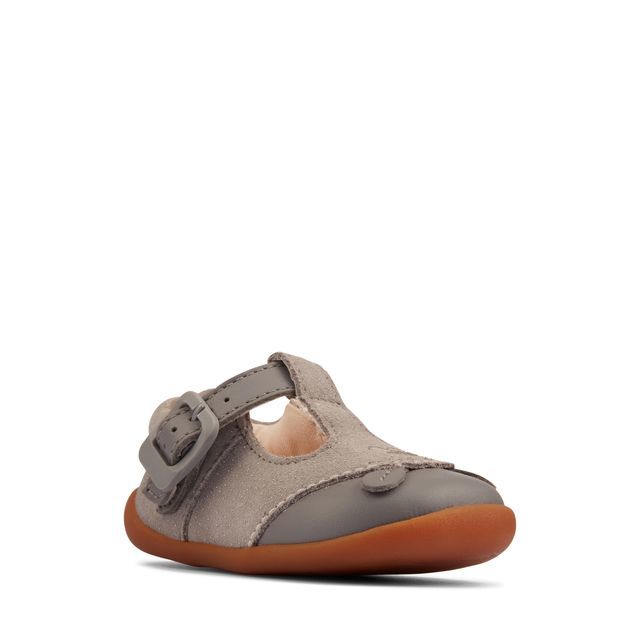 Clarks Roamer Cub T LIGHT GREY SUEDE Kids girls first and baby shoes 6142-87G