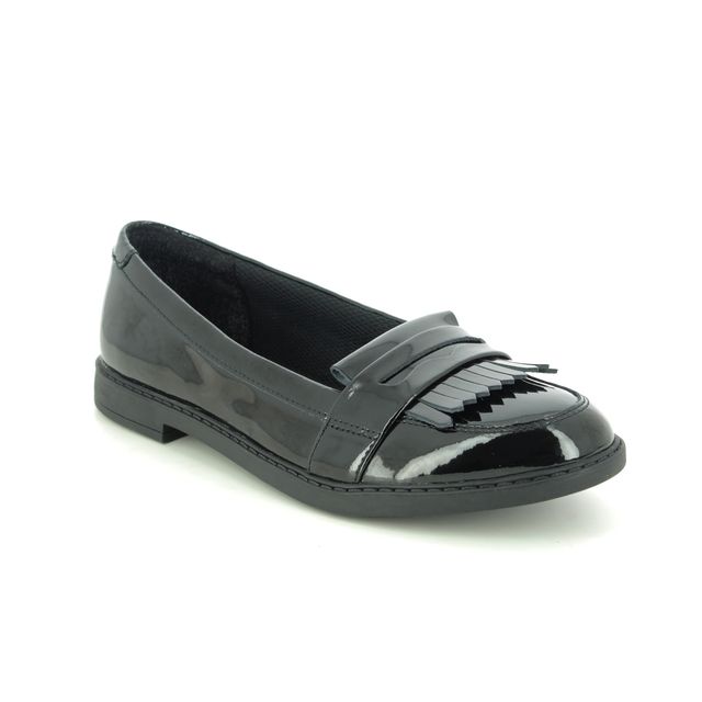 Clarks Scala Bright Y Black patent Kids girls school shoes 4282-86F