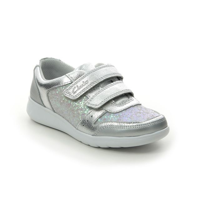 Clarks Scape Spirit K F Fit Silver girls trainers