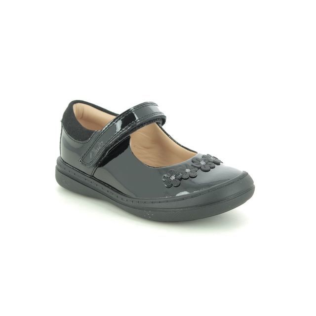 Clarks Girls School Shoes - Black patent - 527307G SCOOTER JUMP T