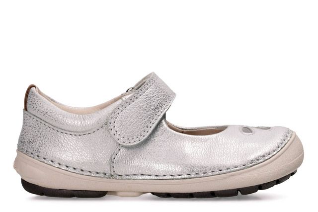 Clarks Softly Eden F Fit Silver girls first and baby shoes