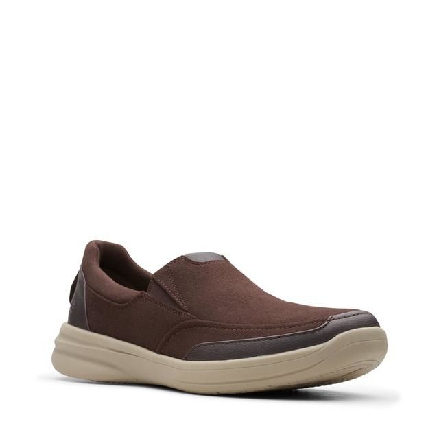 Clarks Stepstroll Edge G Fit Brown leather Slip-on Shoes