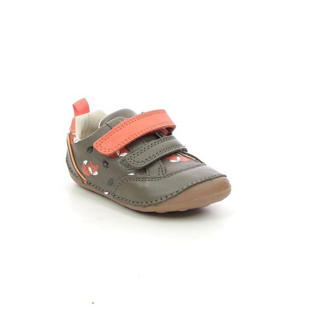 Clarks Tiny Cub T Fox Khaki Leather Kids Boys First Shoes 6387-37G