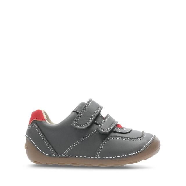 Clarks Tiny Dusk T Grey leather Kids Boys First Shoes 4700-46F