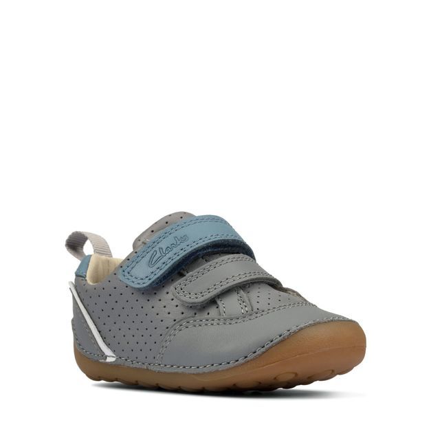 Clarks Tiny Sky T Grey leather Kids Boys First Shoes 5762-67G