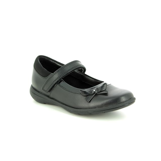 Clarks Venture Star In Black leather Kids girls school shoes 3491-37G