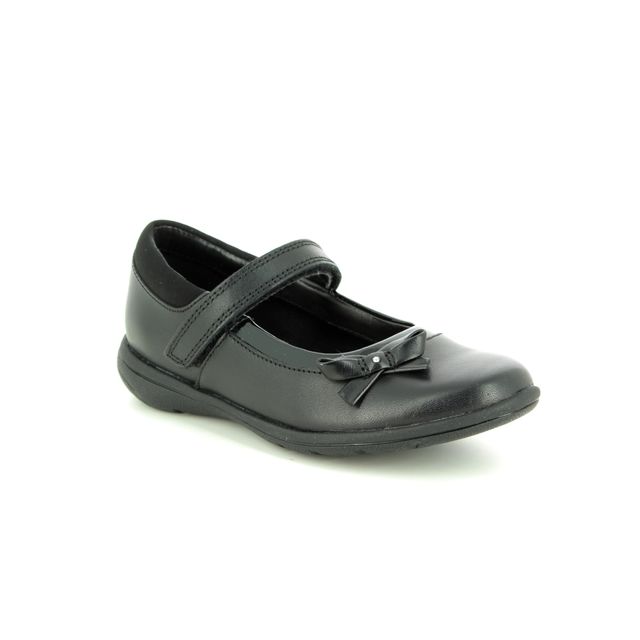 Clarks Venture Star In Black leather Kids girls school shoes 3491-38H