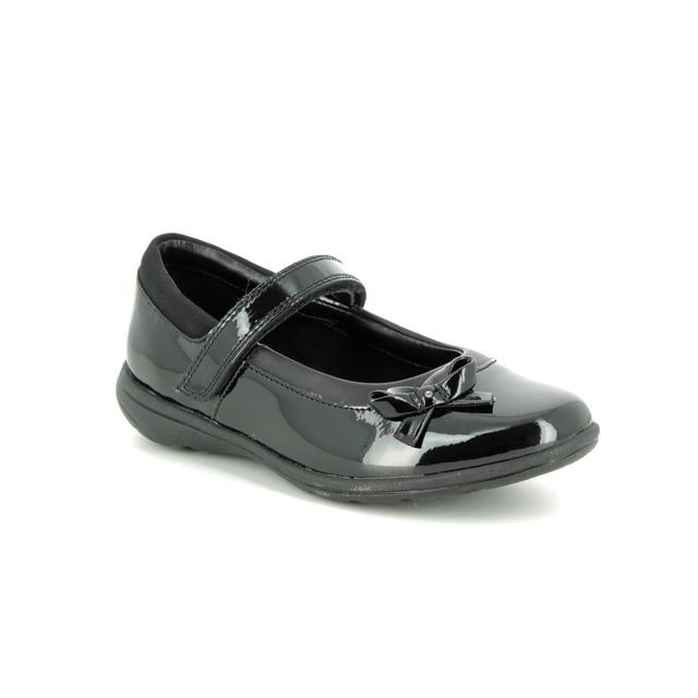 Clarks Venture Star In Black patent Kids girls school shoes 3491-68H