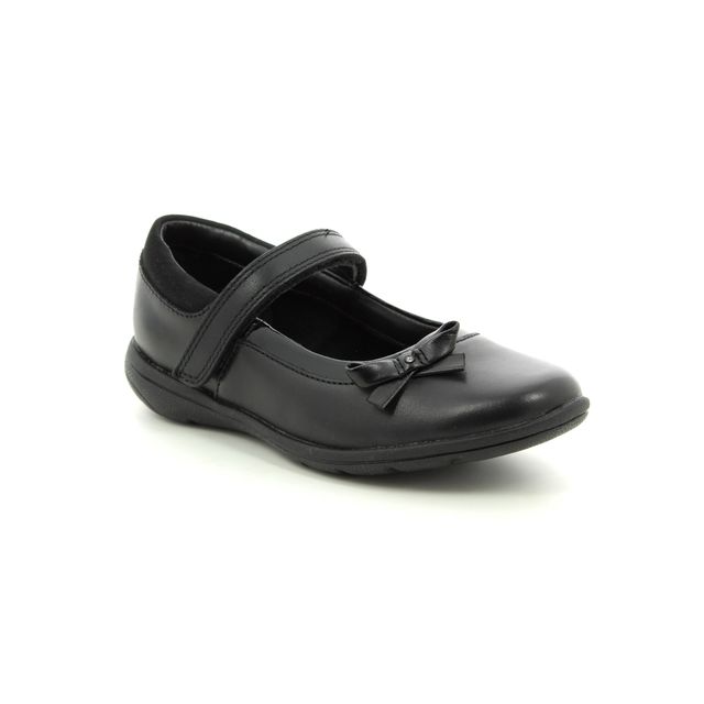 Clarks Venture Star Jn Black leather Kids girls school shoes 3491-16F