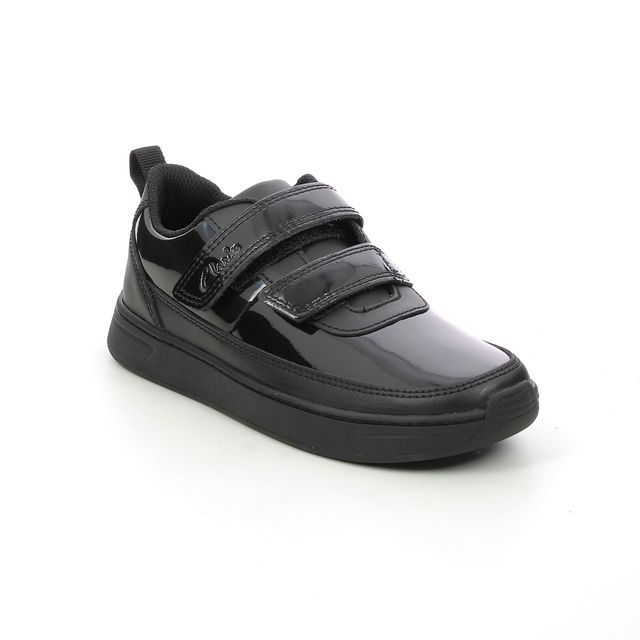 Clarks Vibrant Glow K Black Patent Leather Kids girls school shoes 6216-16F