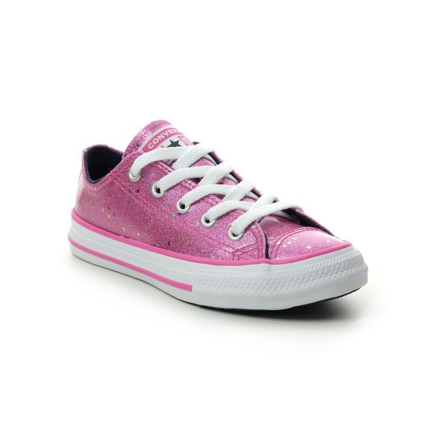 Converse Sparkle Youth Pink Glitter Kids girls trainers 665108C-004
