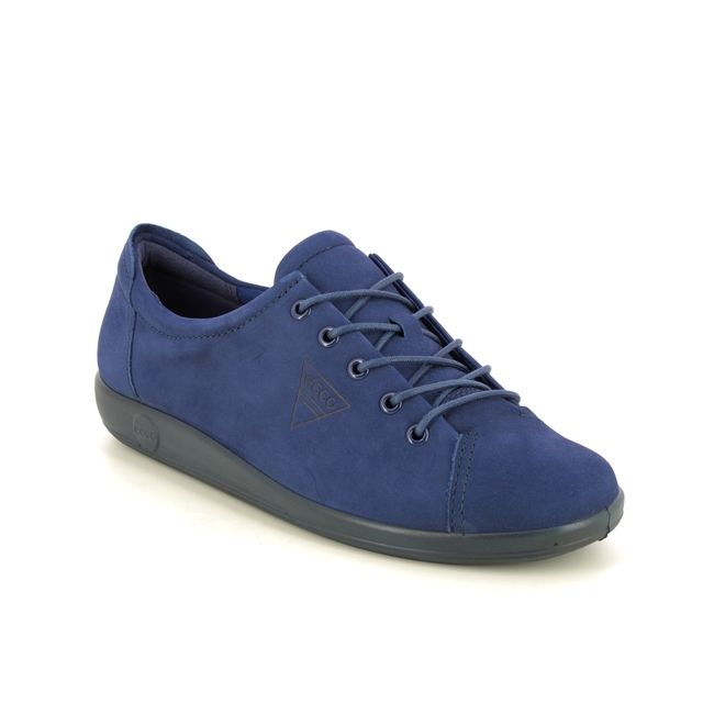 ECCO Soft 2.0 Blue nubuck Womens lacing shoes 206503-02617
