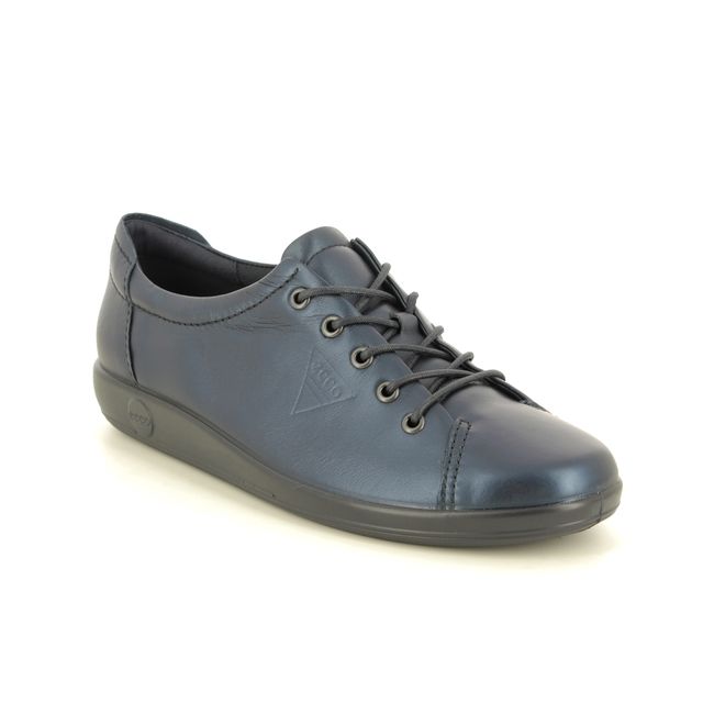 ECCO Soft 2.0 206503-11303 Navy leather lacing shoes