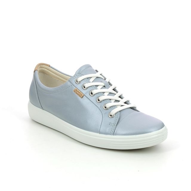 Fryse Mekanisk Give ECCO Soft 7 Lace Silver Leather Trainers