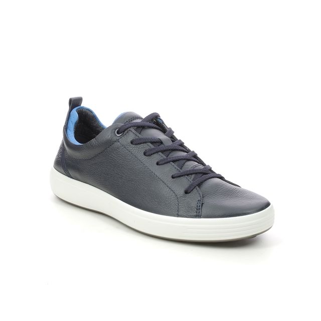 ECCO Soft 7 Mens Navy leather Mens trainers 470404-58373