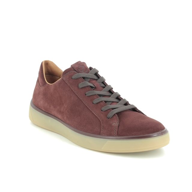 ECCO Street Tray Mens Burgundy suede Mens comfort shoes 504564-05474