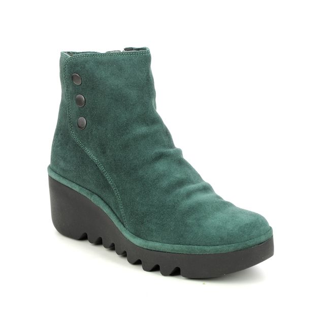 Fly London Brom  Blu Green Suede Womens Wedge Boots P501344-002