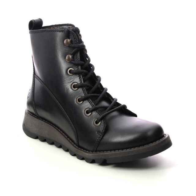 Fly London Lace Up Boots - Black leather - P144813 SORE   SMINX
