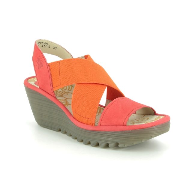 Fly London Yaji Orange Womens Wedge Sandals P500888-014